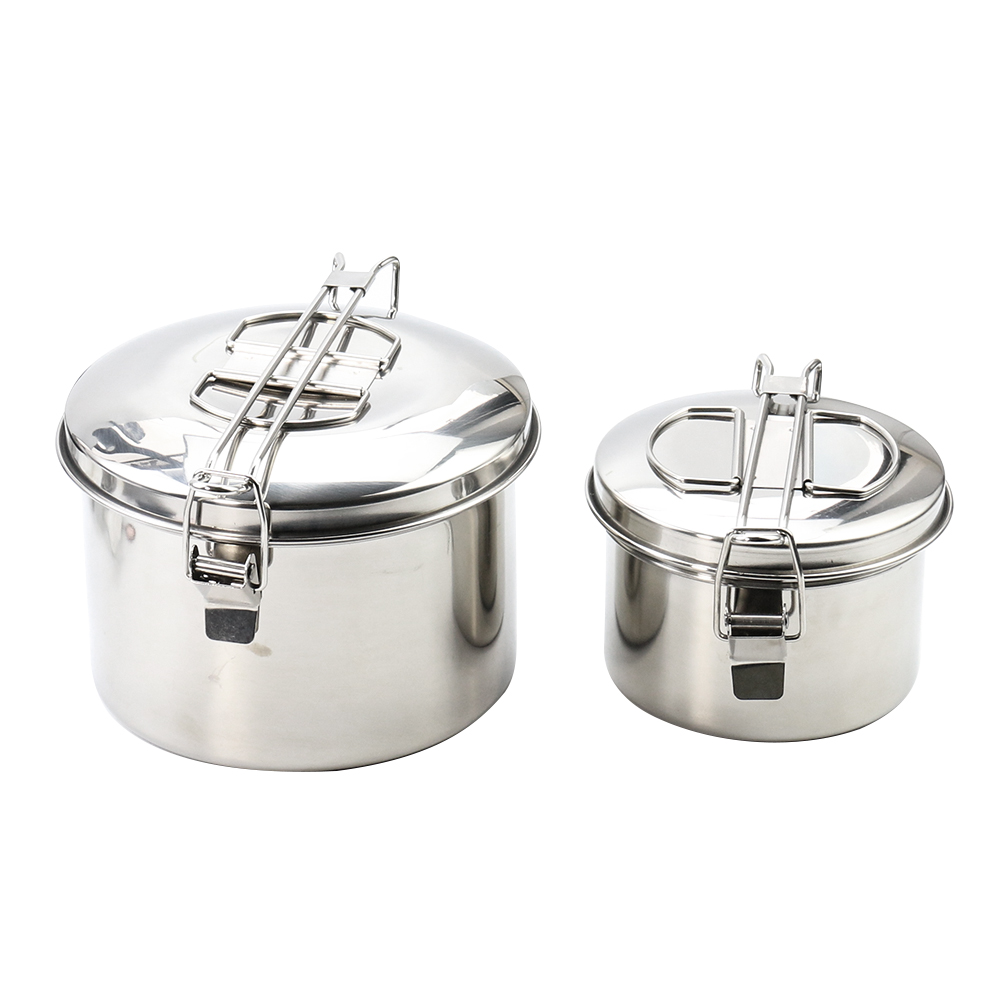 Camping Cooking Pot With Lid - Roestvrijstalen camping hangende pot met deksel