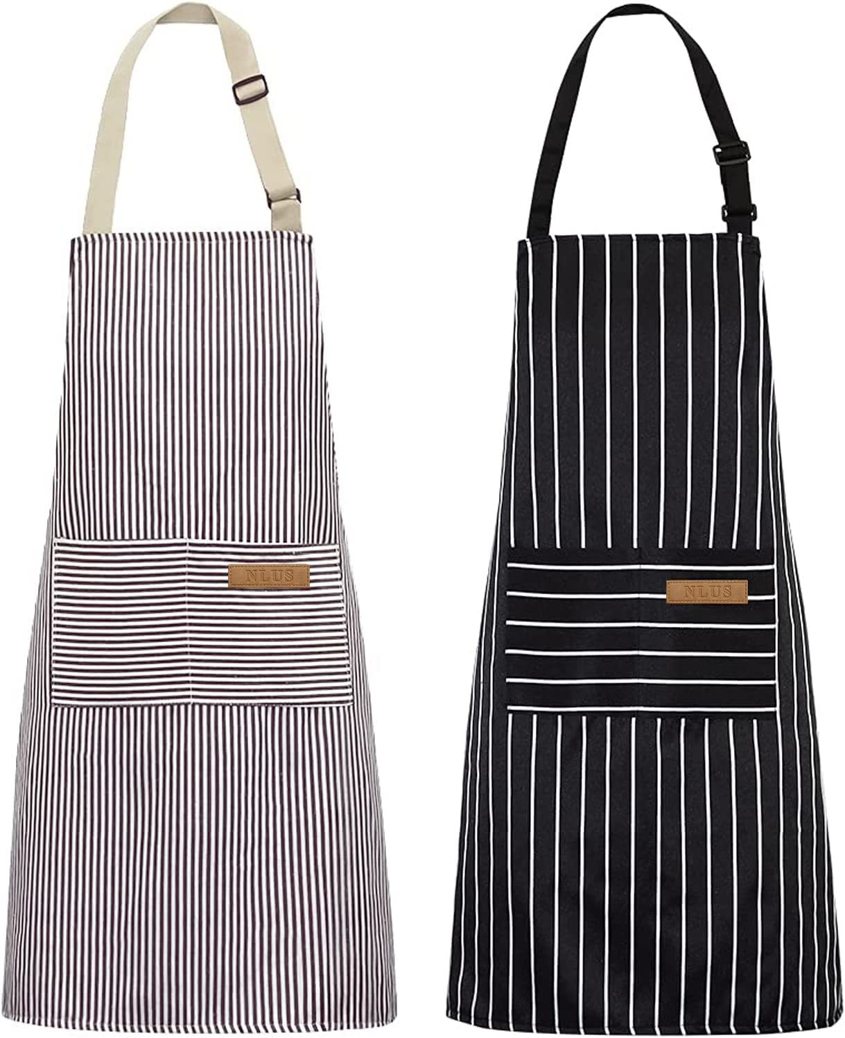 Camping Cooking Apron - Zwart wit gestreept keukenschort, verstelbaar, olieafstotend