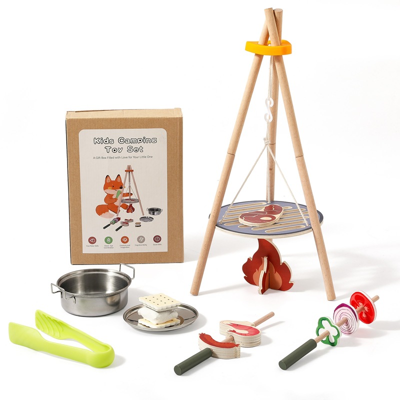 Camping Cooking Gifts - Houten Kinder Camping Barbecue Speelgoedset Kampvuur