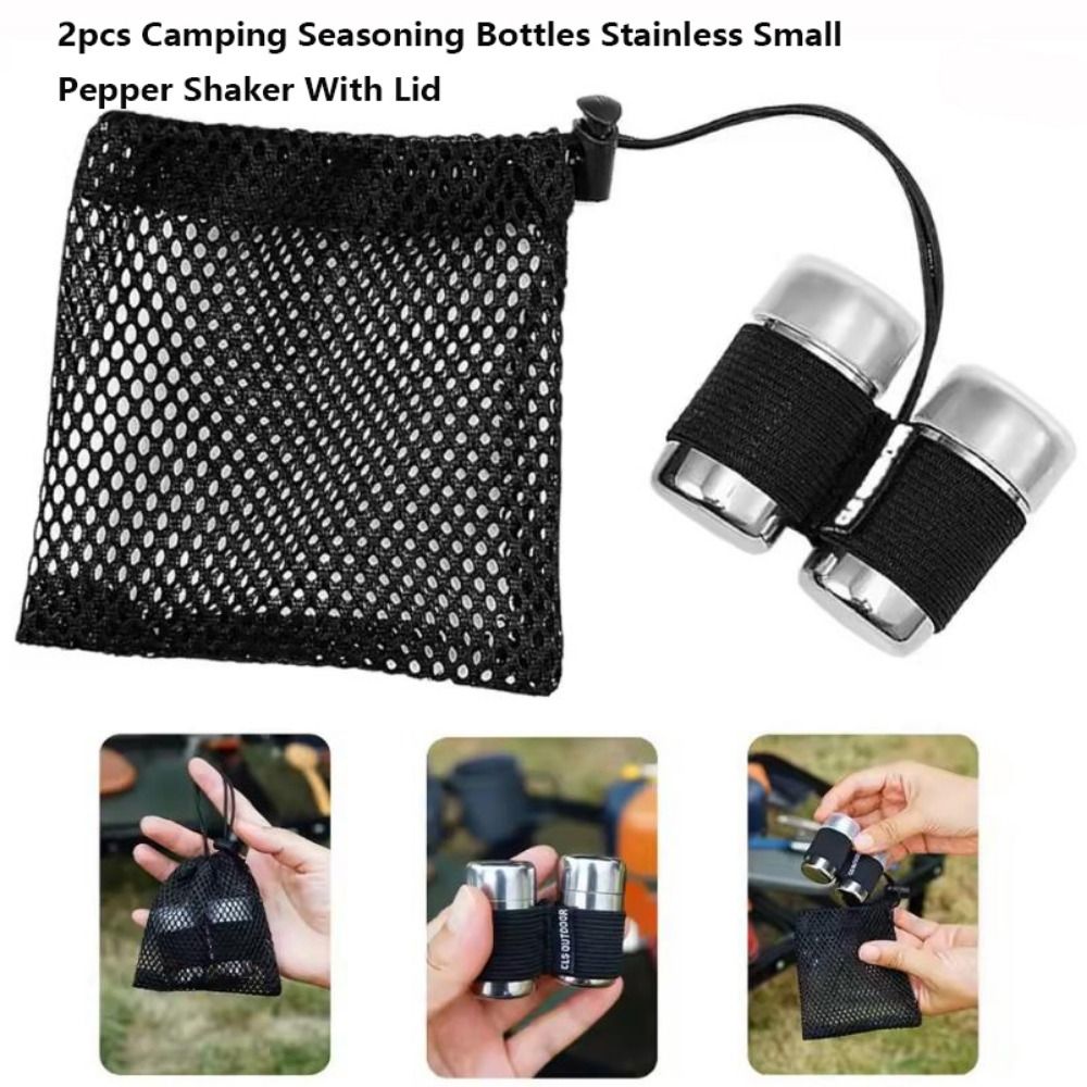 Camping Cooking Multi Tool - 2 stuks roestvrijstalen campingkruidenflesjes, klein met