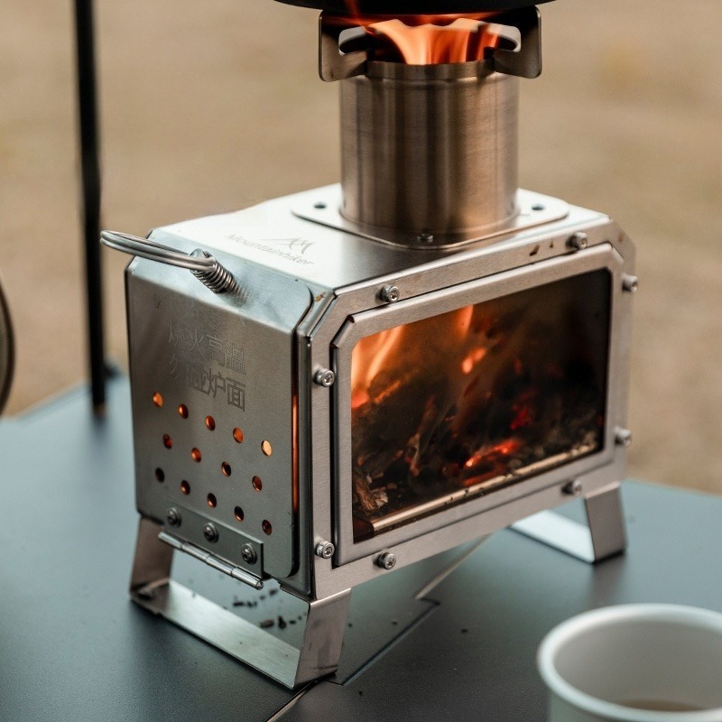 Camping Cooking In Forest - Roestvrijstalen verwarmingskachel Houd warm Houtkachel Buiten