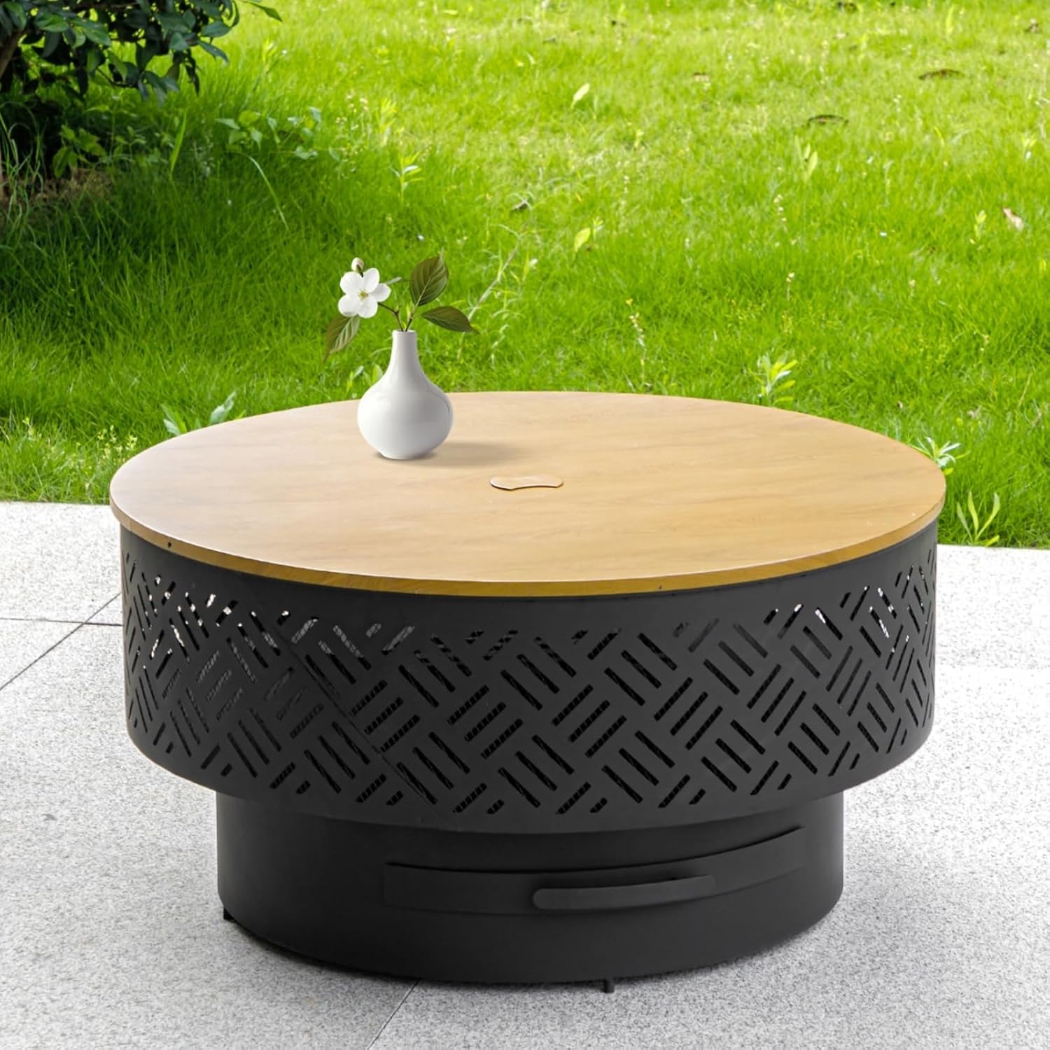 Camping Cooking Table - 32 Inch Ronde Metalen Houtgestookte Vuurtafel