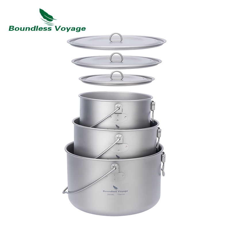Camping Cooking Ware Set - Boundless Voyage Titanium Pot Camping Kookgerei