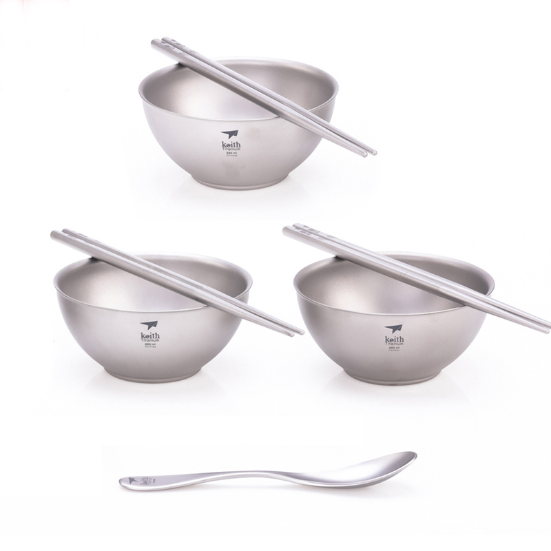Camping Cooking Gifts - Keith kookset, titanium kom eetstokjes lepel