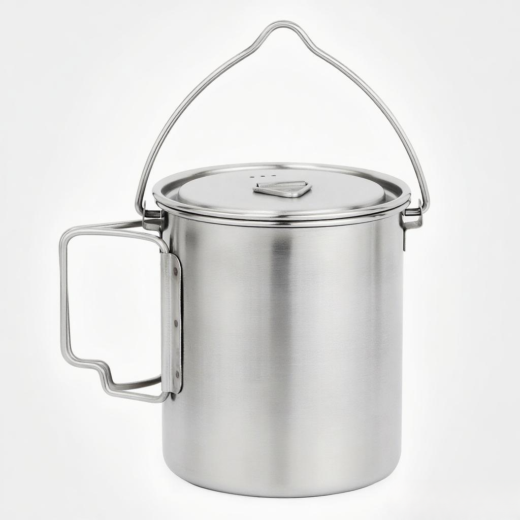 Camping Cooking Pot With Lid - 750 ml roestvrijstalen pot, draagbare watermok,