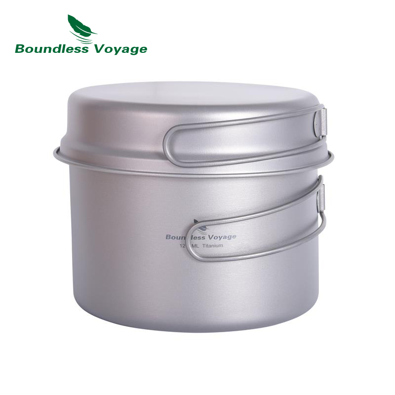 Camping Cooking Ware Set - Boundless Voyage Titanium Pot & Koekenpan