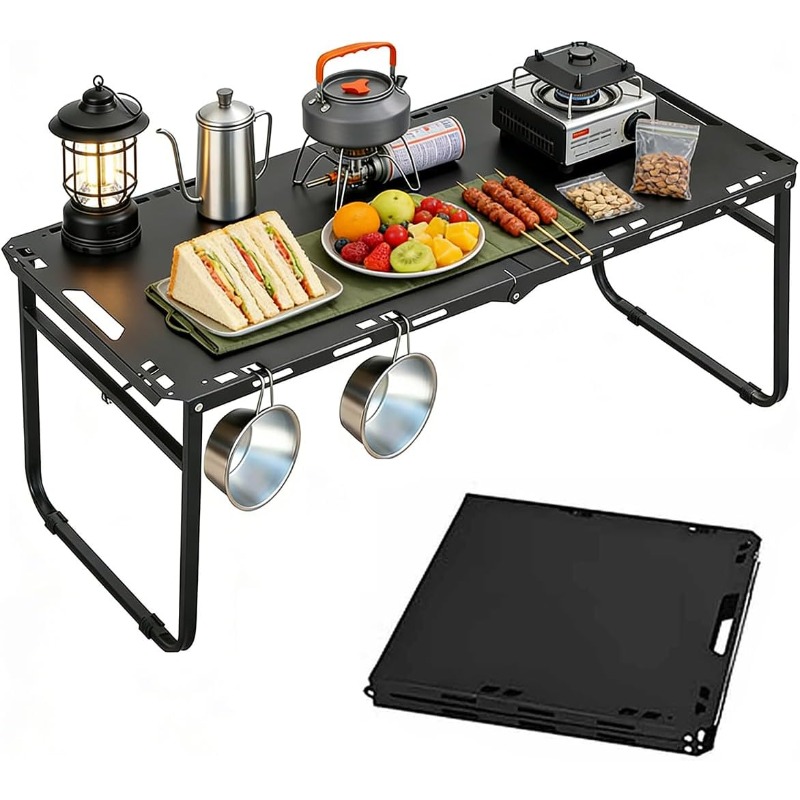 Camping Cooking Table - Campingtafel Verstelbaar Opvouwbaar Draagbaar RV BBQ