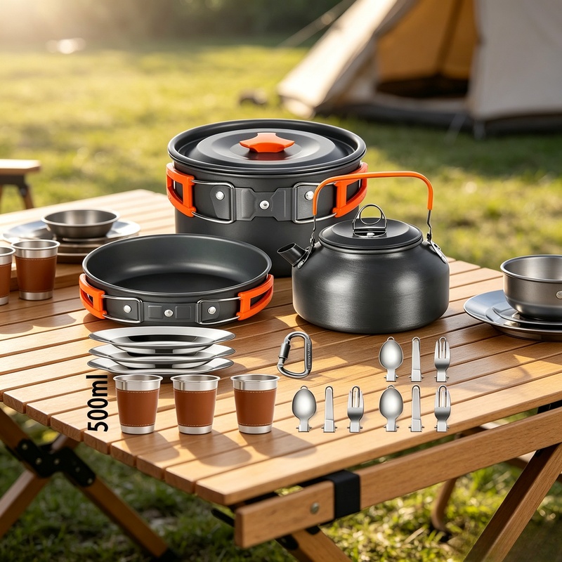 Camping Cooking Candle - 2-3 persoons antiaanbak camping kookset, draagbaar