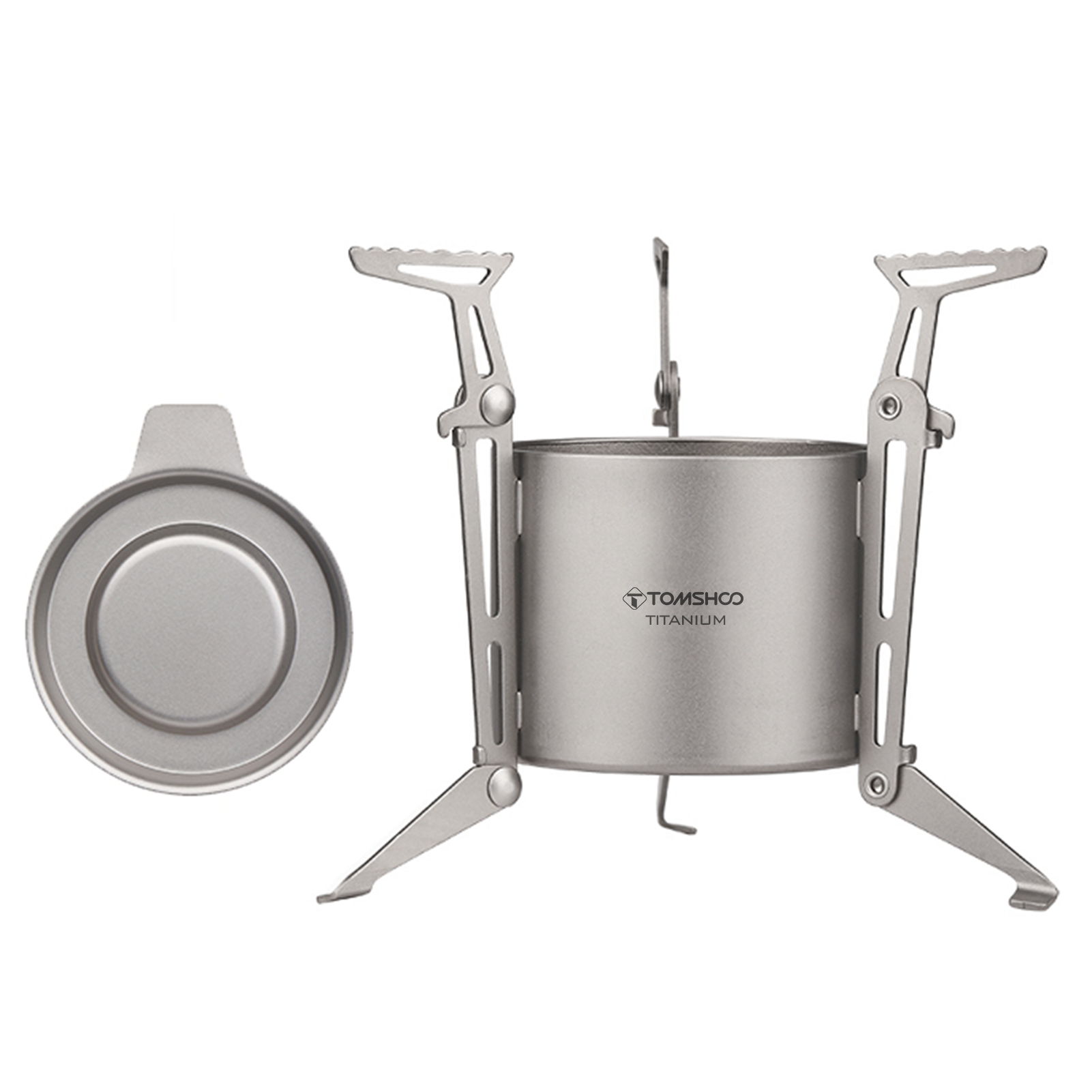 Camping Cooking Pot With Lid - TOMSHOO Ti Alcoholkachel en deksel Opvouwbare