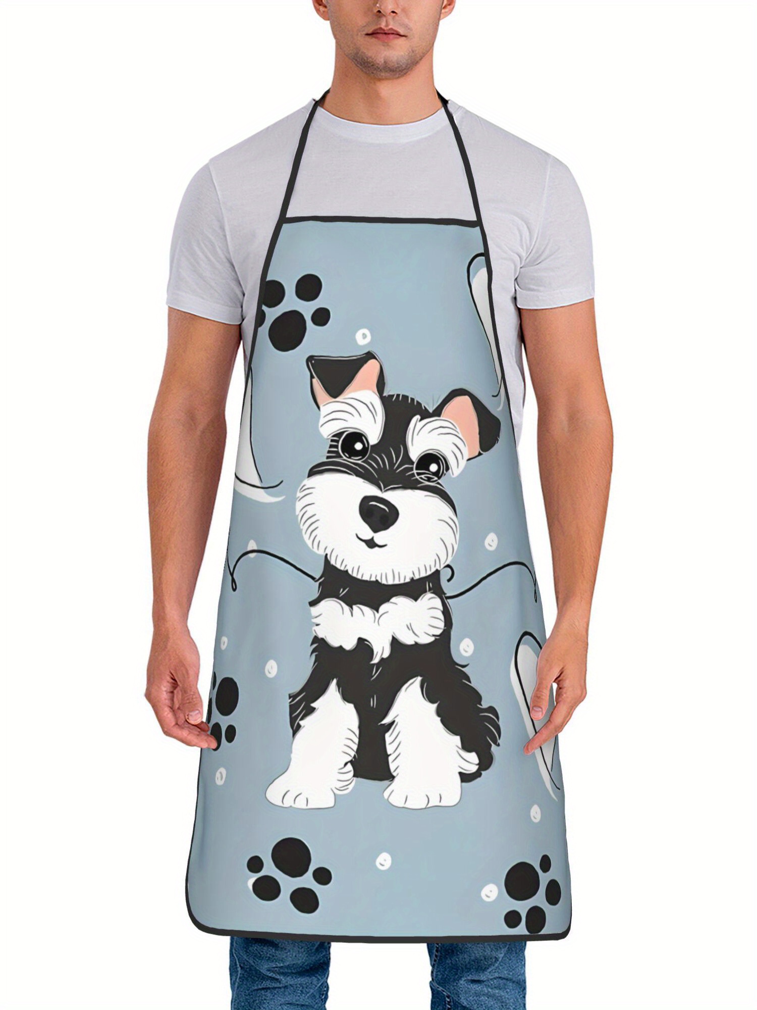 Camping Cooking Apron - Love Black And White Miniature Schnauzer