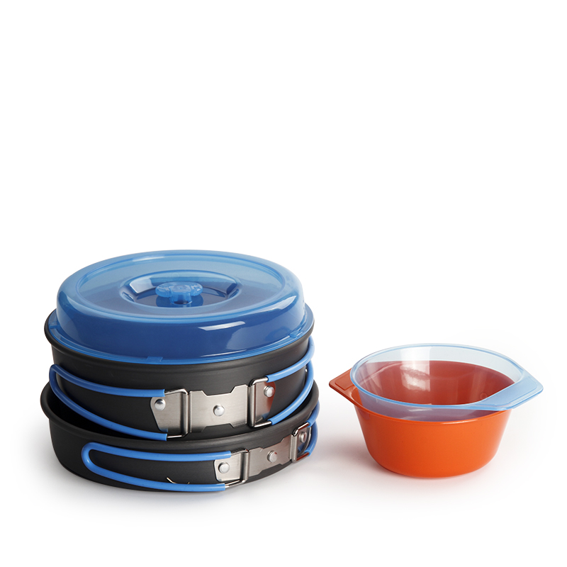 Camping Cooking Pot Set - Camping Kookgerei Backpacken Pot Pan Bowls