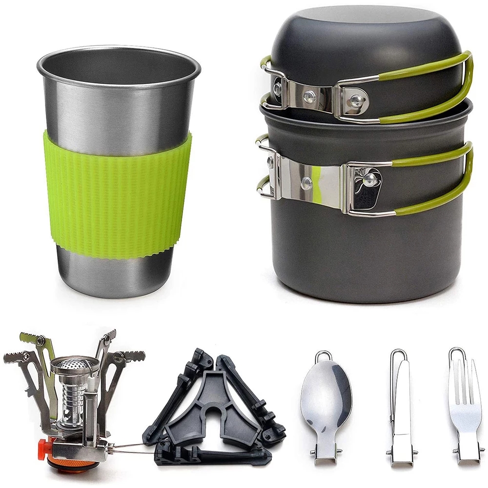 Camping Cooking Utensil Set - Campingpannenset met fornuis Outdoor kookset Outdoor