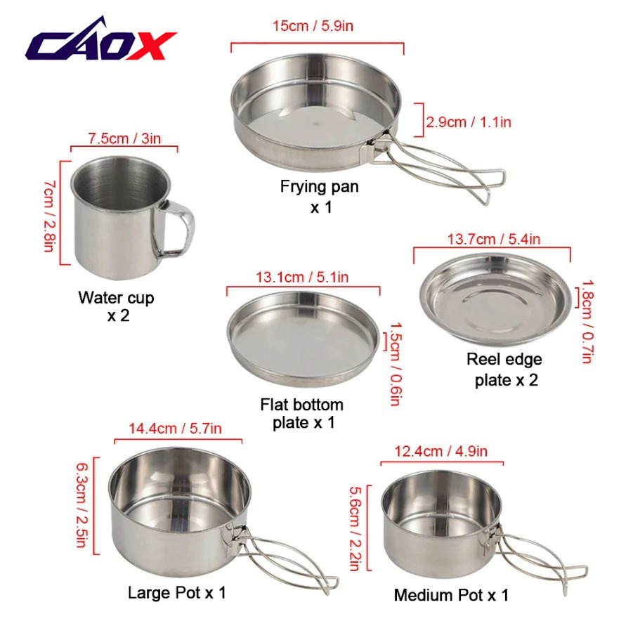 CAOX 8-delige camping kookset  - Camping Cooking Ware Set recensie en prijs