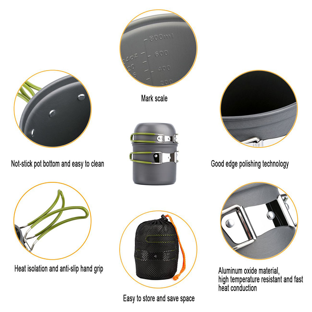 Ultralichte campingpotten pann - Camping Cooking Pot Set recensie en prijs