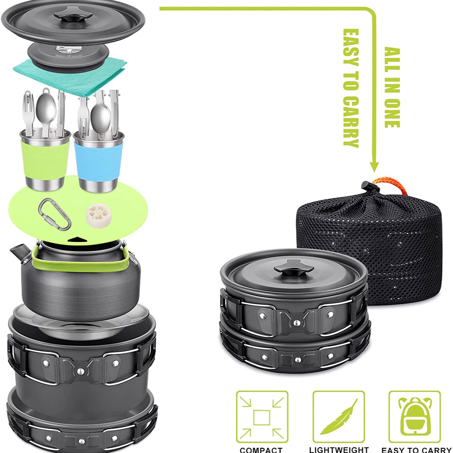 Complete kookset voor 2-3 pers - Camping Cooking Easy recensie en prijs