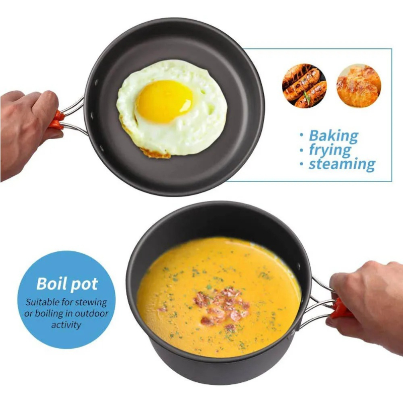 Camping kookset, outdoor keuke - Camping Cooking Pot Set recensie en prijs