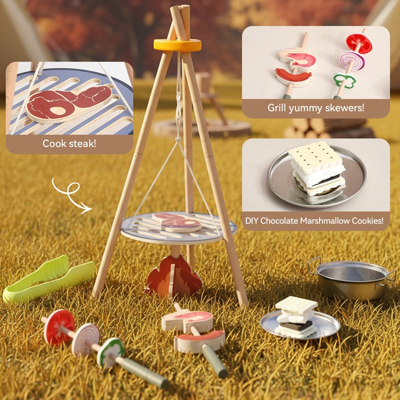 Houten Kinder Camping Barbecue - Camping Cooking Gifts recensie en prijs