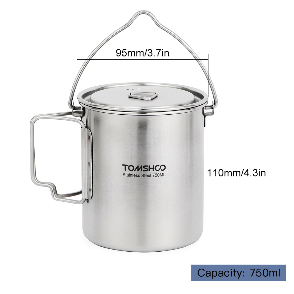 TOMSHOO 750ml roestvrijstalen  - Camping Cooking Pot With Lid recensie en prijs