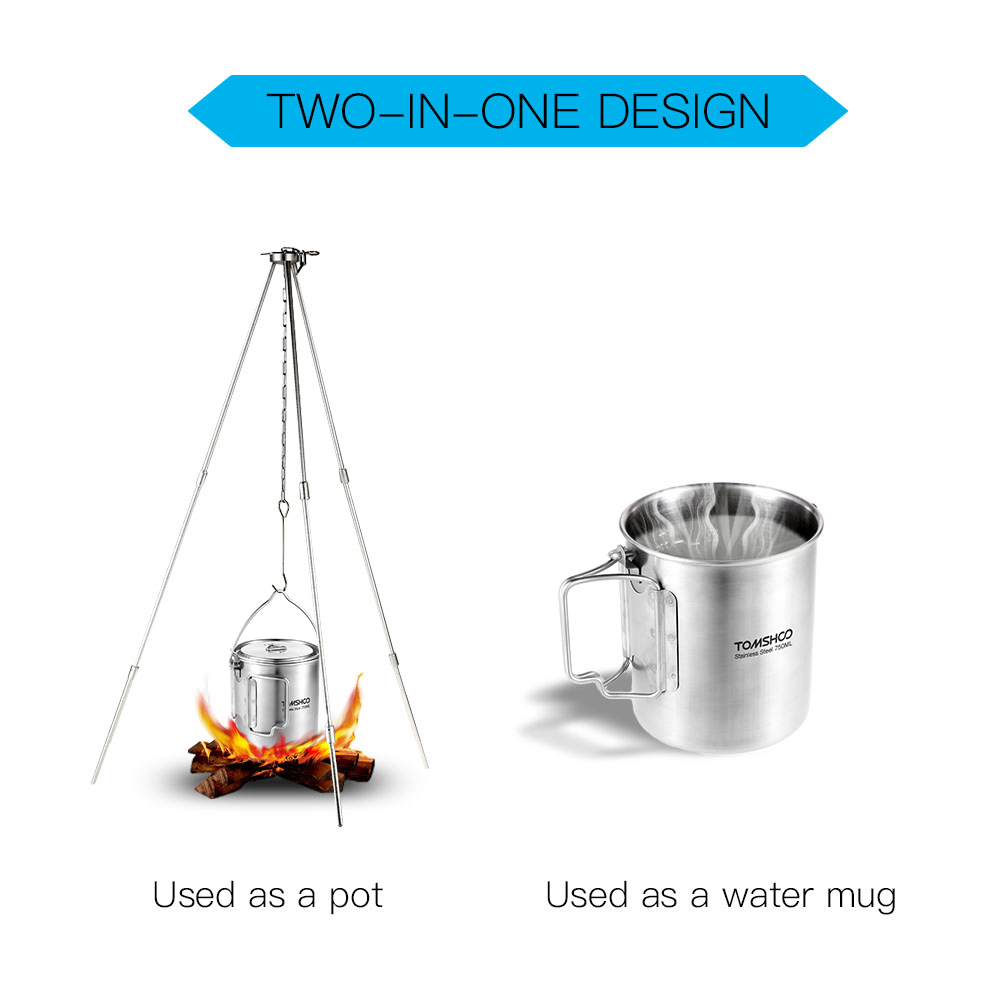 TOMSHOO 750ml roestvrijstalen  - Camping Cooking Pot With Lid recensie en prijs