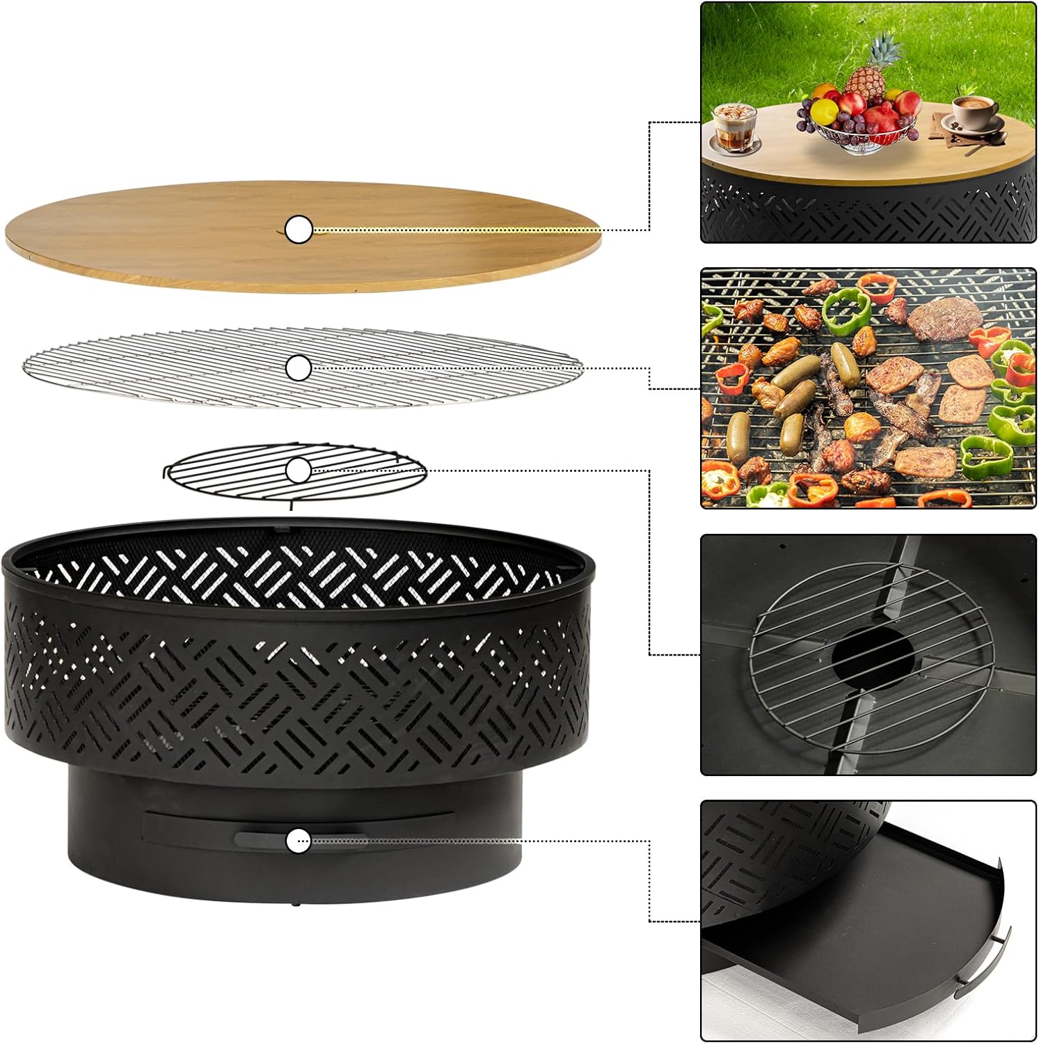 32 Inch Ronde Metalen Houtgest - Camping Cooking Table recensie en prijs