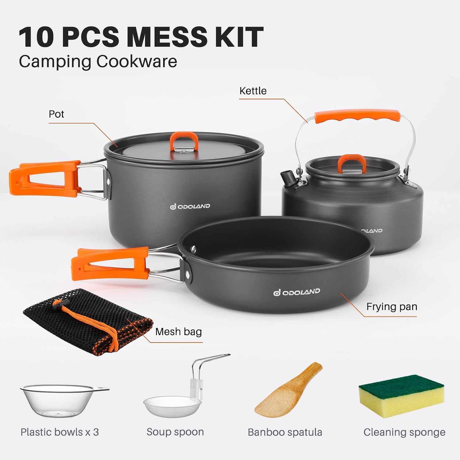 Odoland 10-delige campingkooks - Camping Cooking Ware Set recensie en prijs