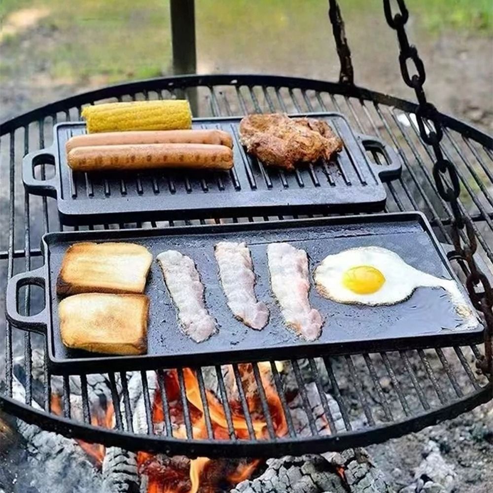Dubbelzijdige gietijzeren bakp - Camping Cooking Range recensie en prijs